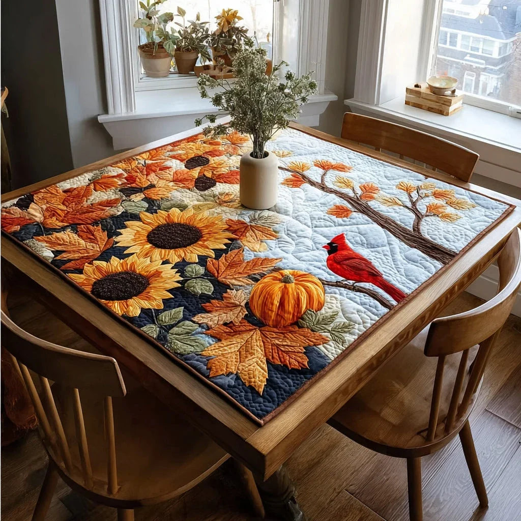 Harvest Cardinal Quilted Table Topper