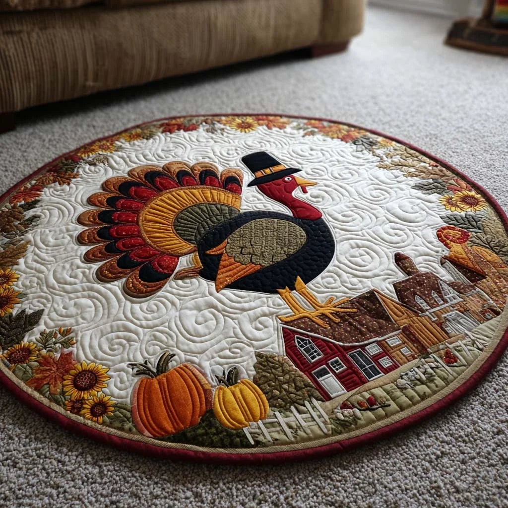 Harvest Turkey Quilted Round Mat