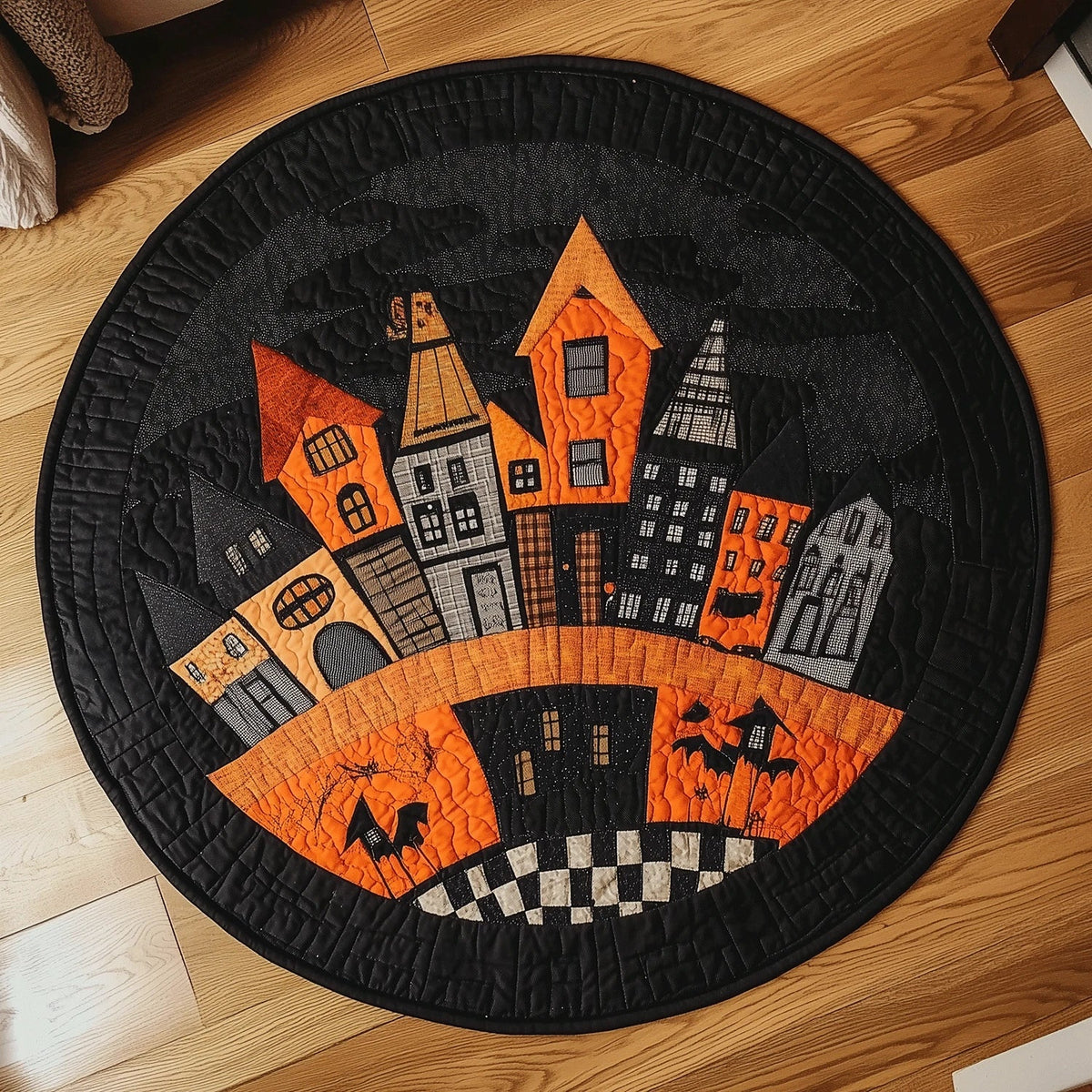 Haunted City Quilted Round Mat