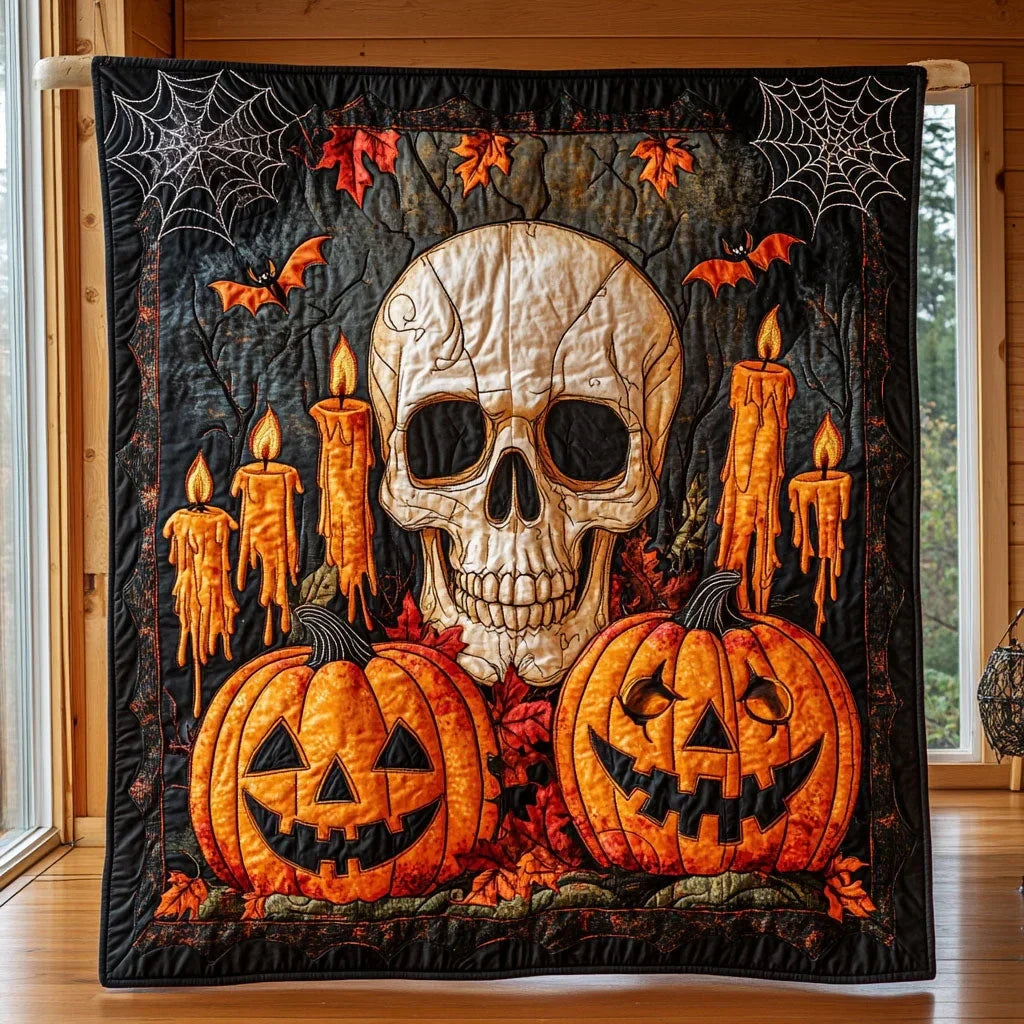 Haunted Flaming Quilt Blanket