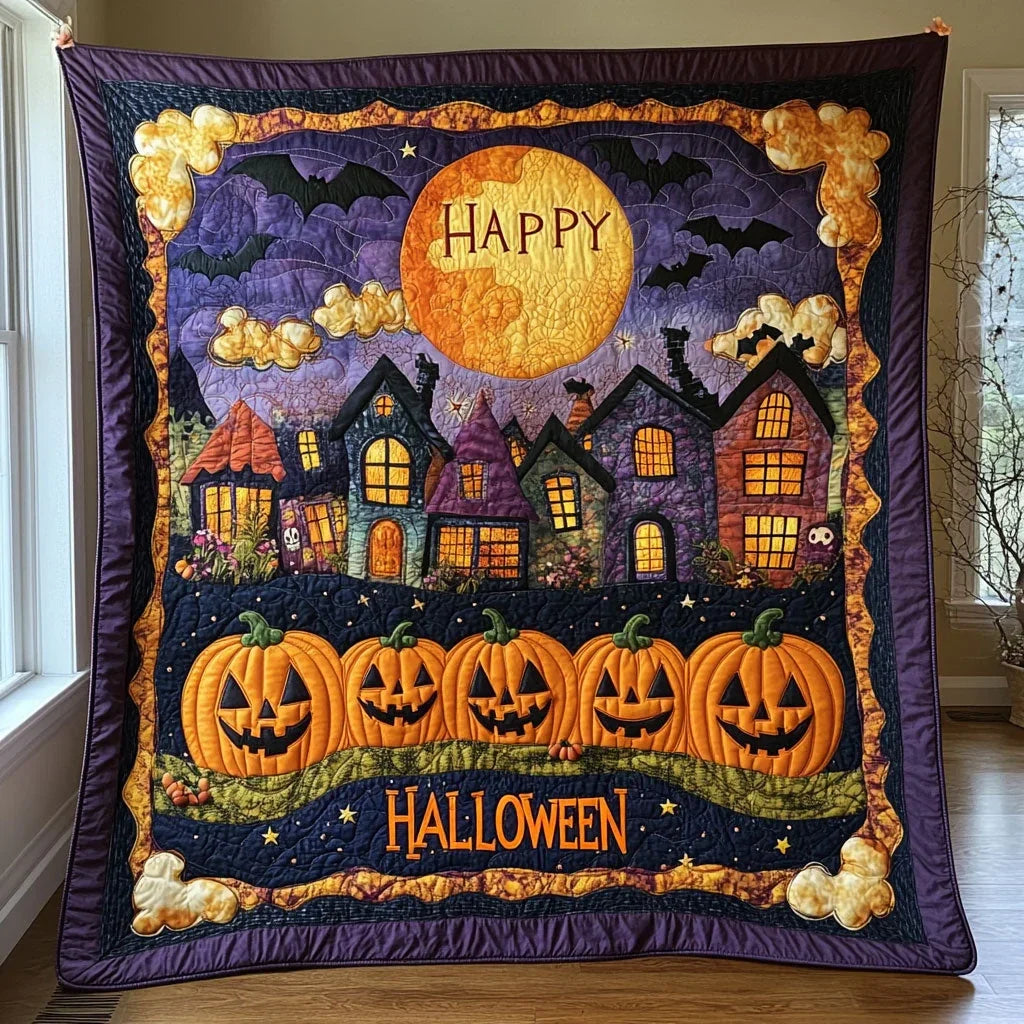 Haunted Moonlit Quilt Blanket