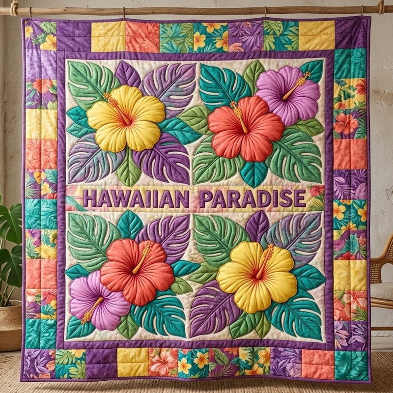 Hawaiian Paradise Quilt Blanket - Quilted Blanket by Wild and Way