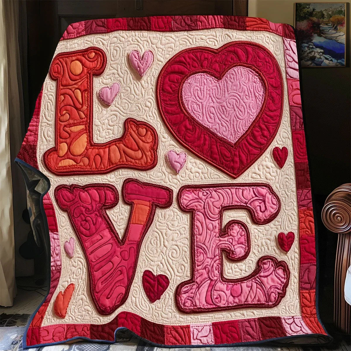 Heart Letters Quilt Blanket
