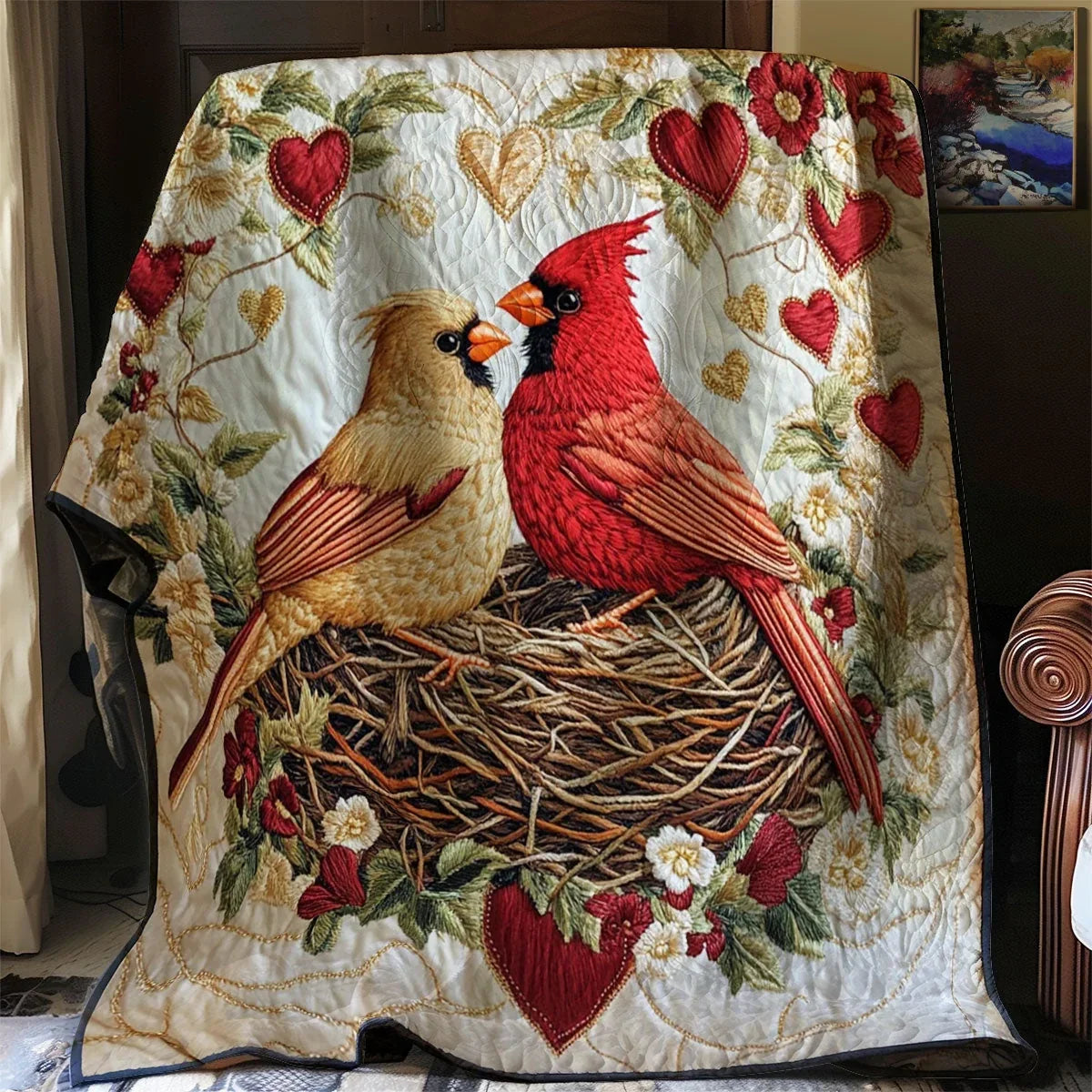 Heartfelt Cardinal Quilt Blanket