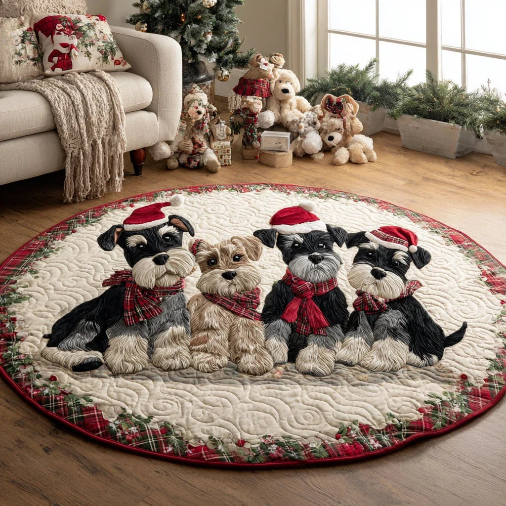 Heartful Schnauzer Quilted Round Mat