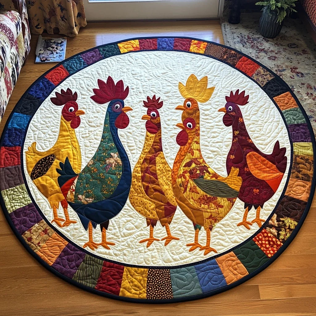 Hen Harmony Quilted Round Mat