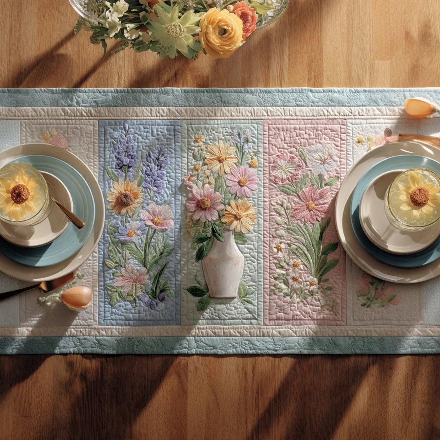 Heritage Bloom Quilted Table Runner
