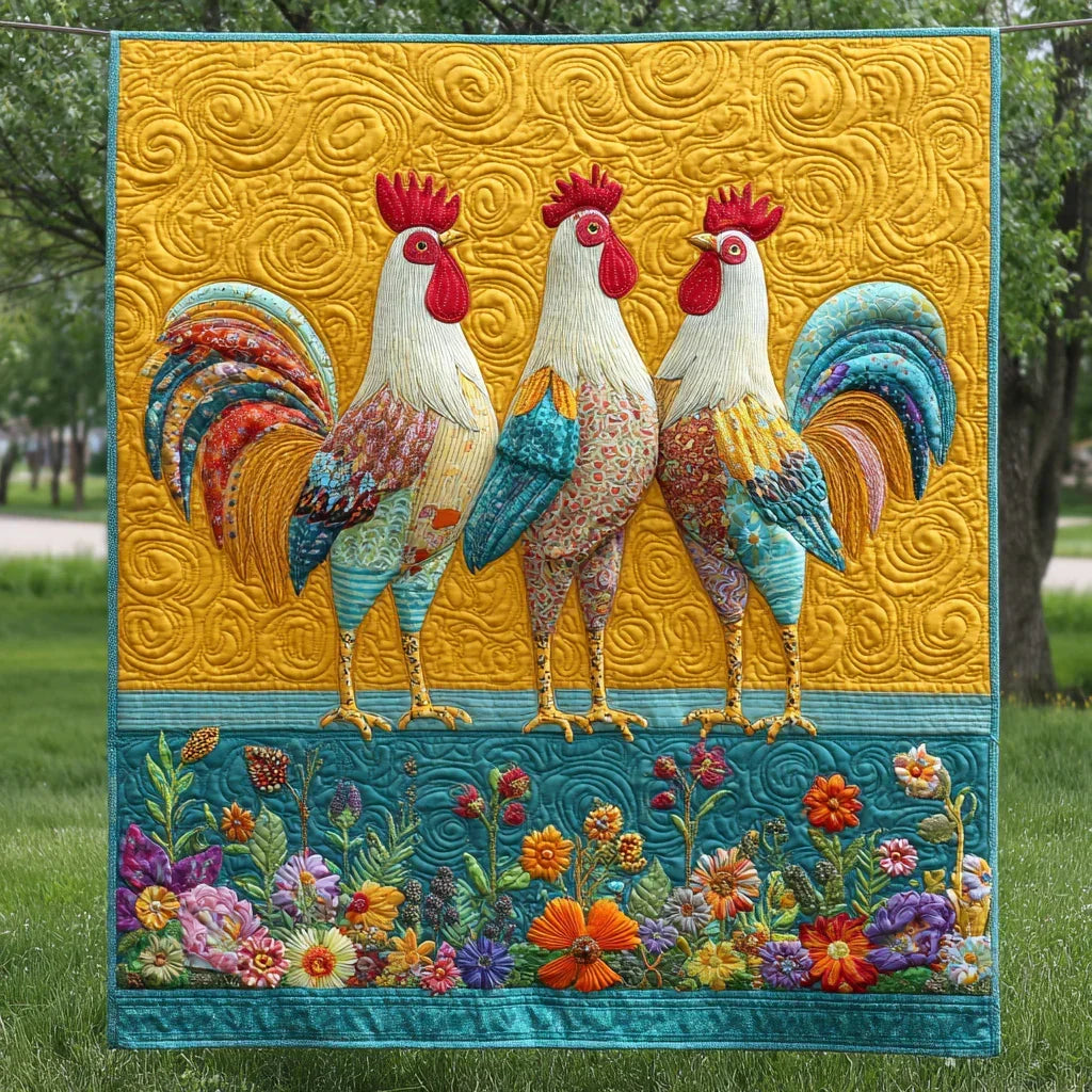 Heritage Rooster Quilt Blanket - Quilted Blanket by Wild and Way