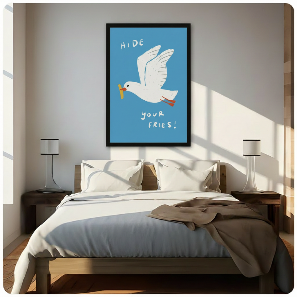 Hide Your Fries Seagull Funny Canvas Wall Art