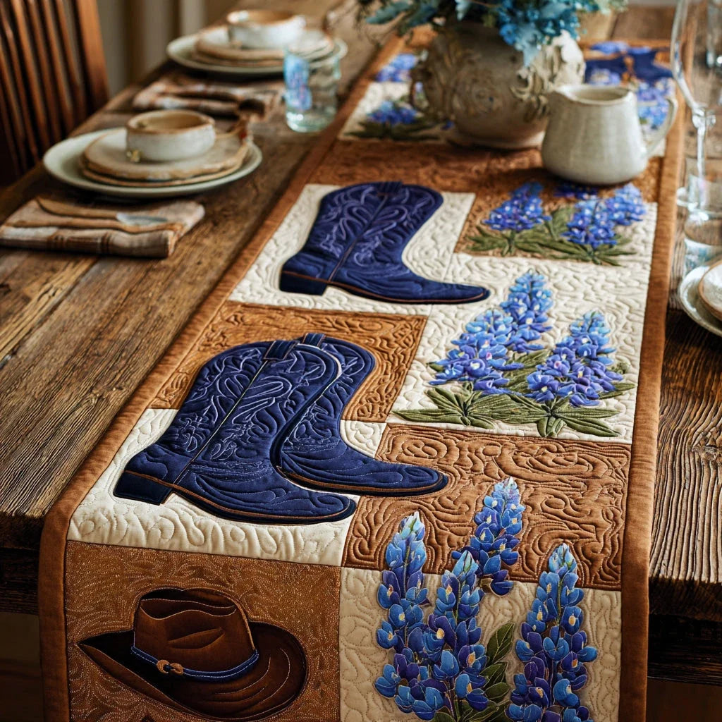Hill Country Blue Quilted Table Runner