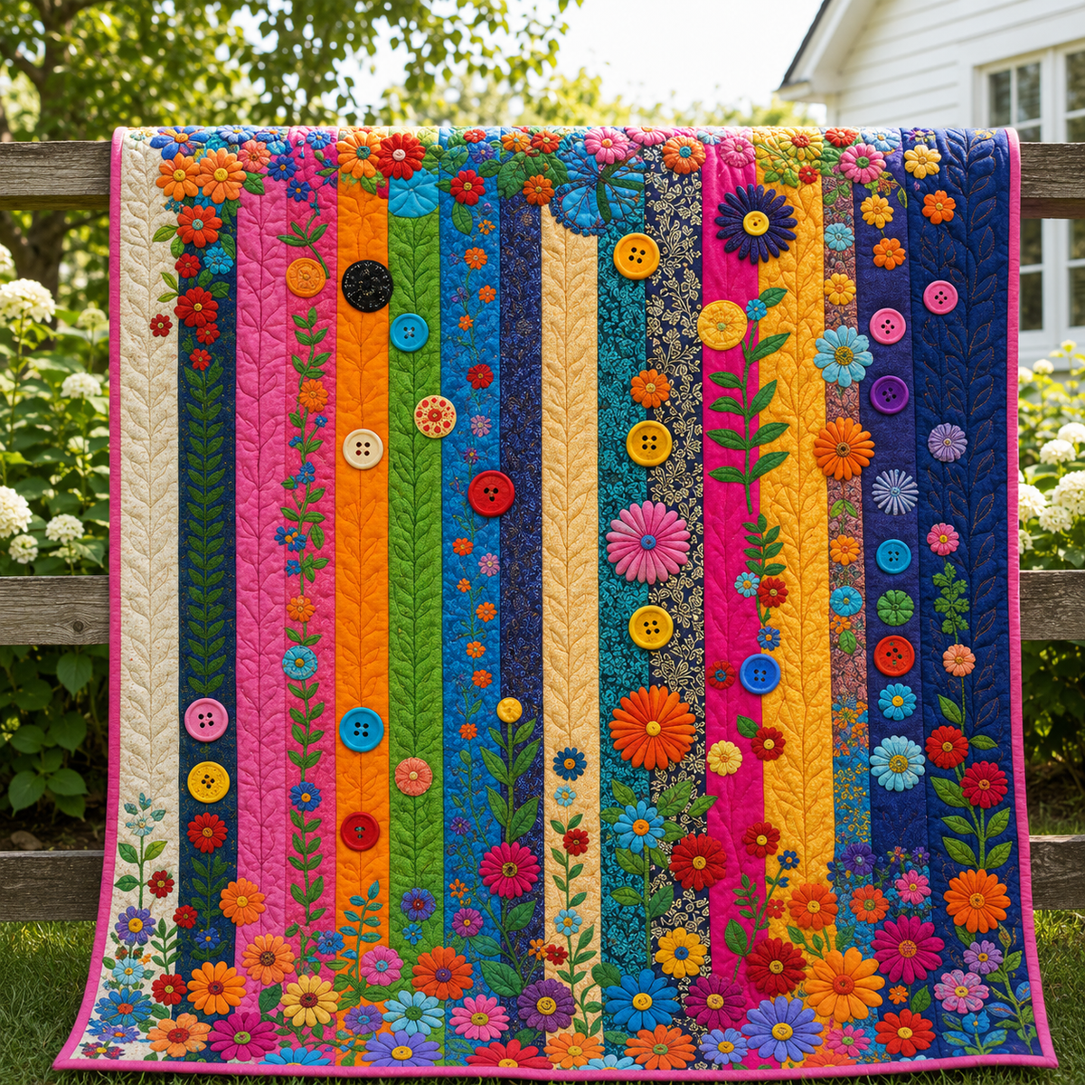 Hippie Bloom Quilt Blanket - Quilted Blanket by Wild and Way