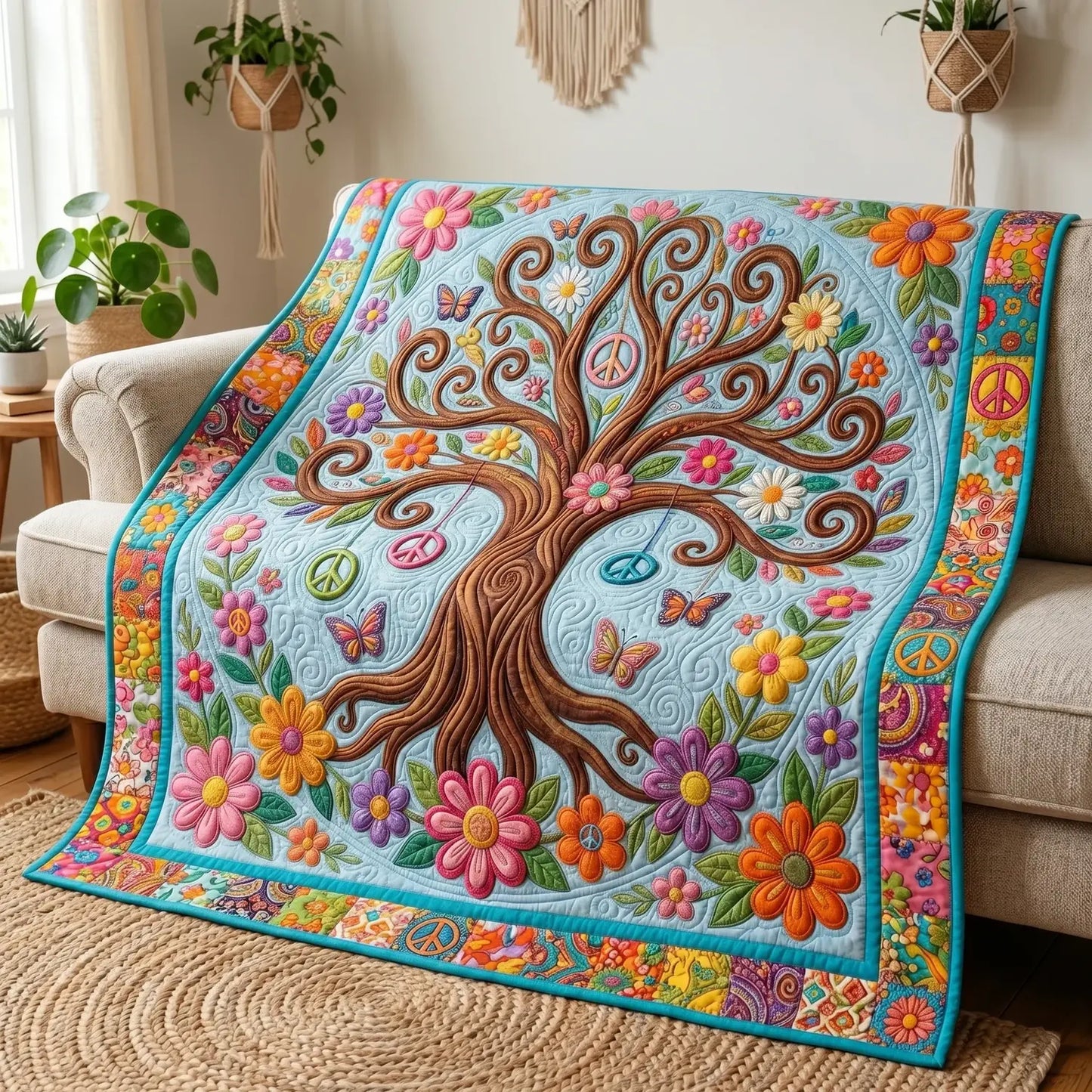Hippie Tree Quilt Blanket