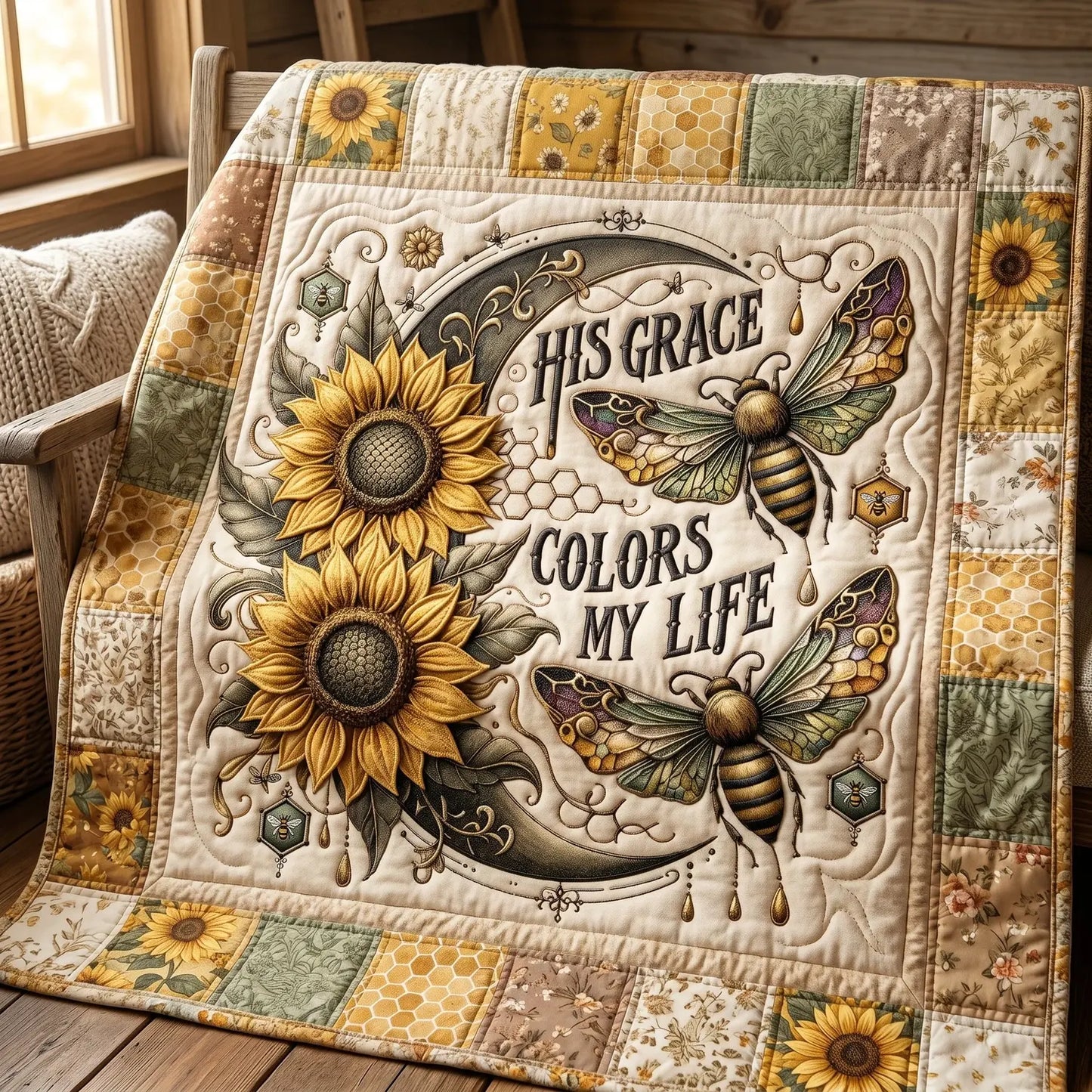 His Grace Colors My Life Quilt Blanket