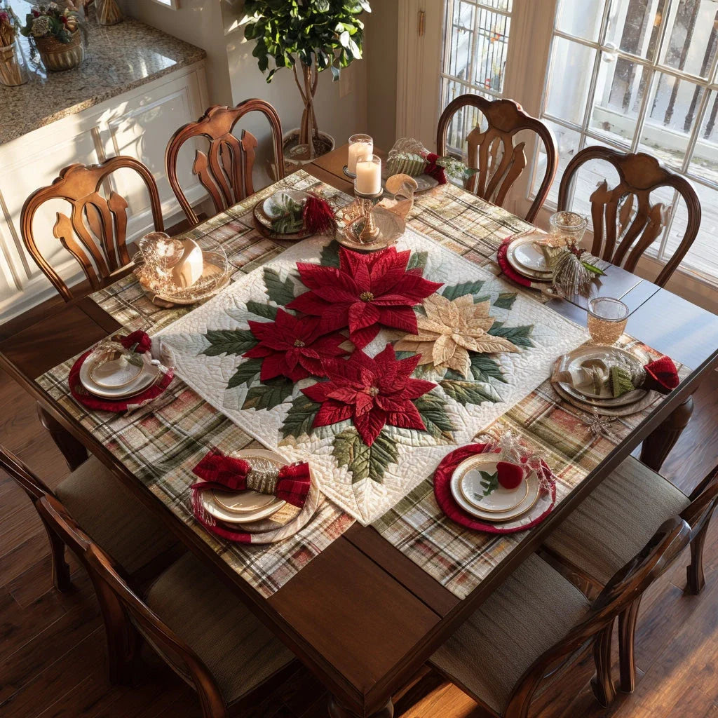 Holiday Bloom Quilted Table Topper