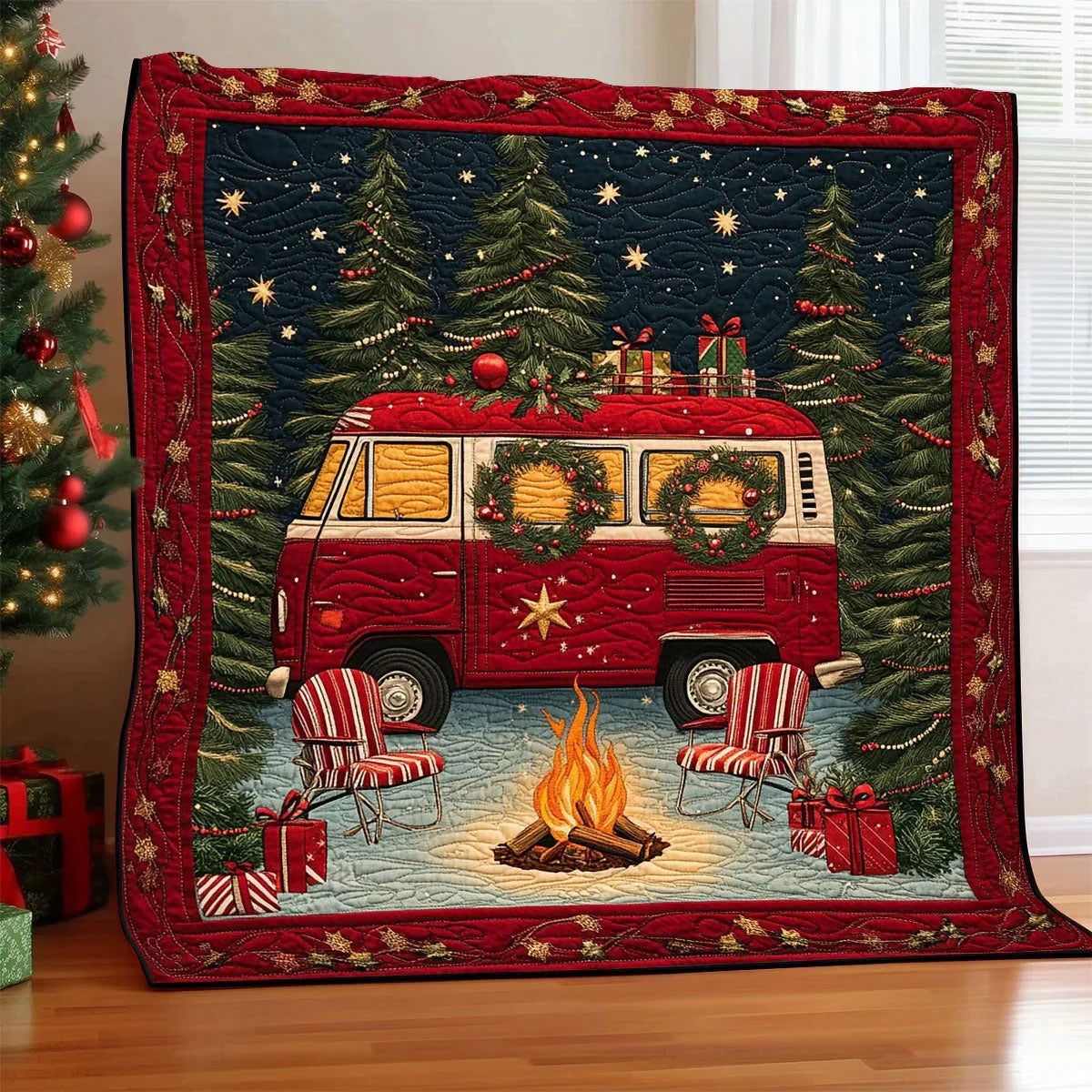 Holiday Fire Quilt Blanket
