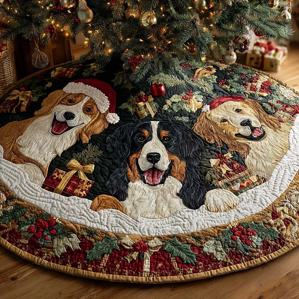 Holiday Harmony Christmas Quilted Tree Skirt