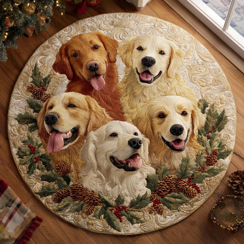 Holiday Hounds Quilted Round Mat