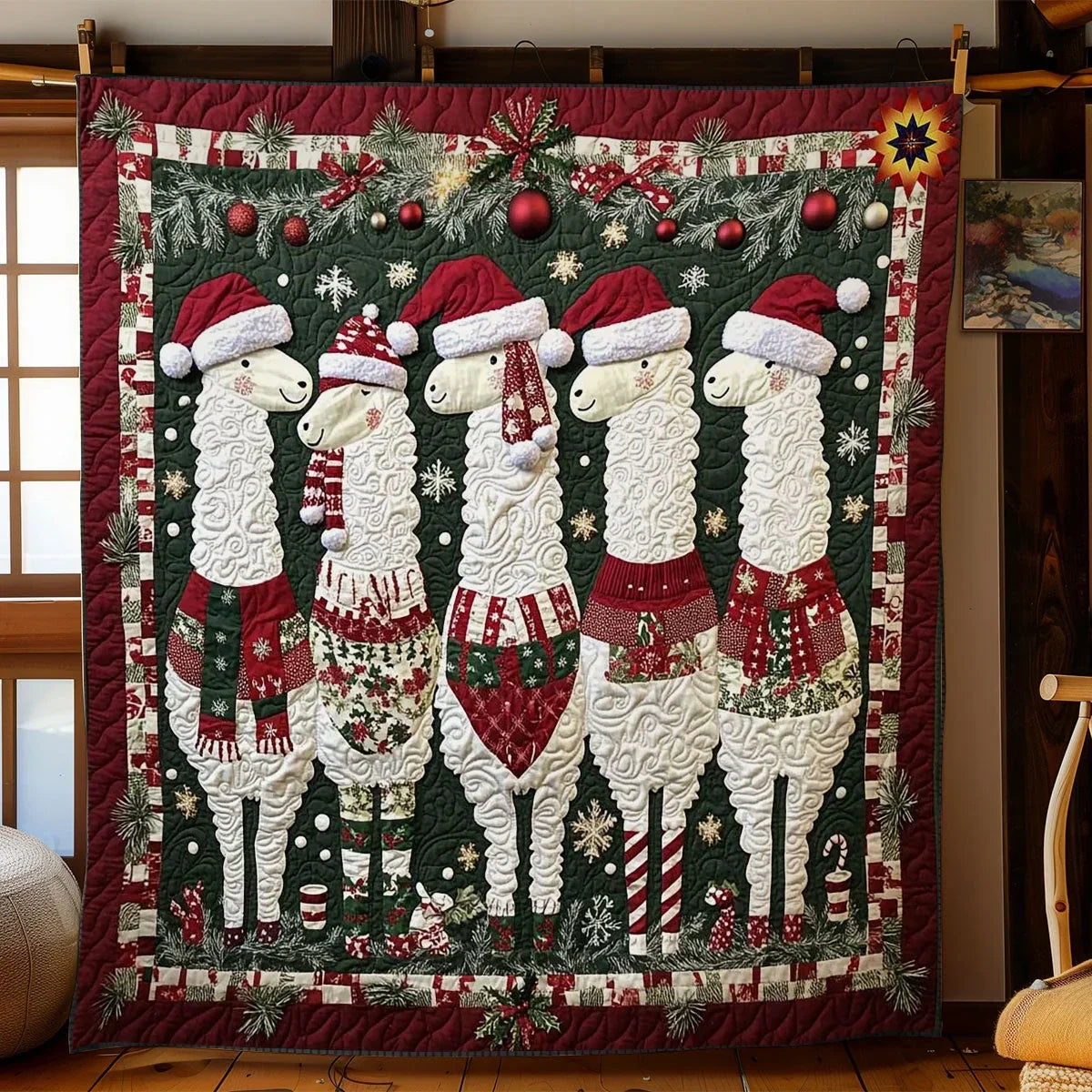 Holiday Llama Quilt Blanket