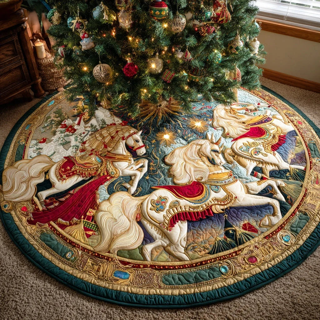Holiday Meadow Ride Christmas Quilted Tree Skirt