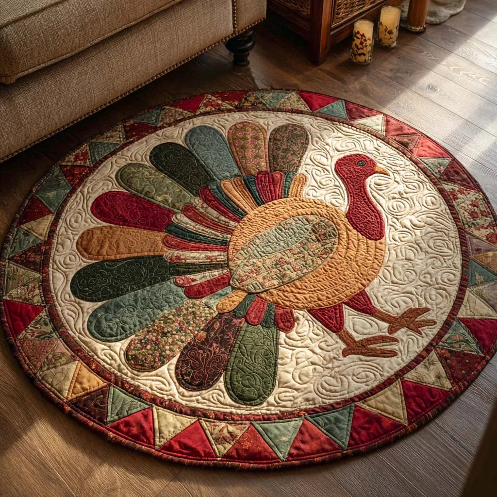 Holiday Turkey Quilted Round Mat