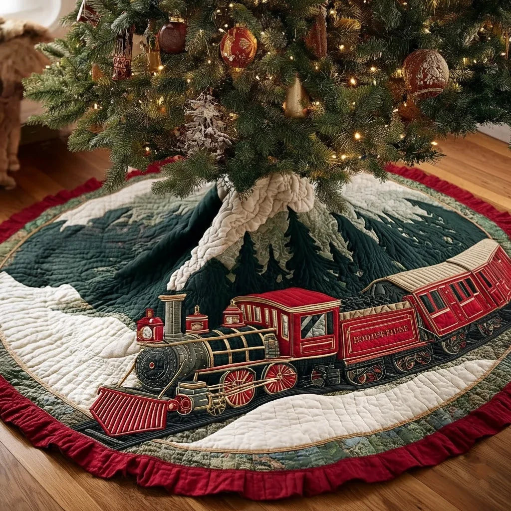 Holiday Voyage Christmas Quilted Tree Skirt