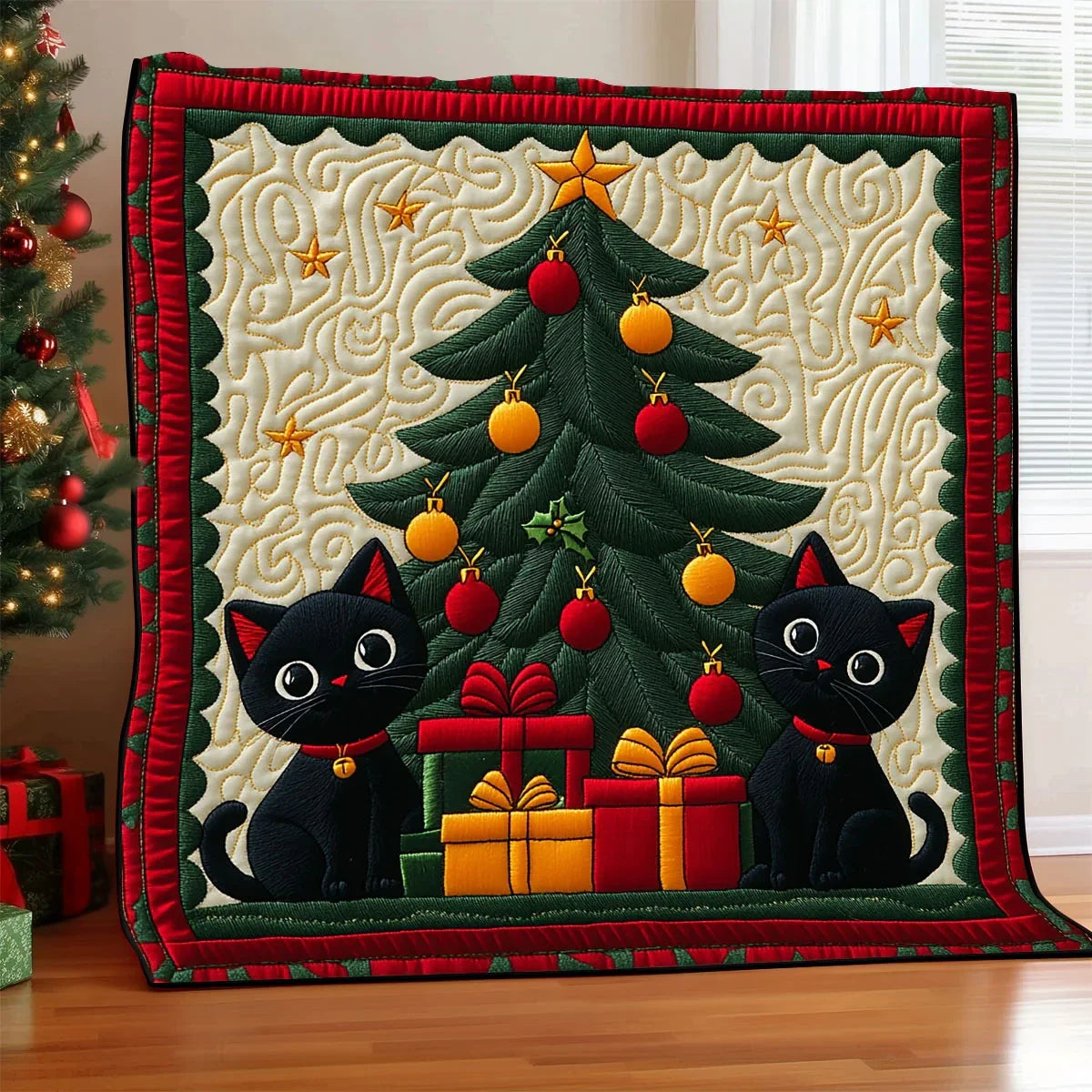 Holiday Whiskers Quilt Blanket