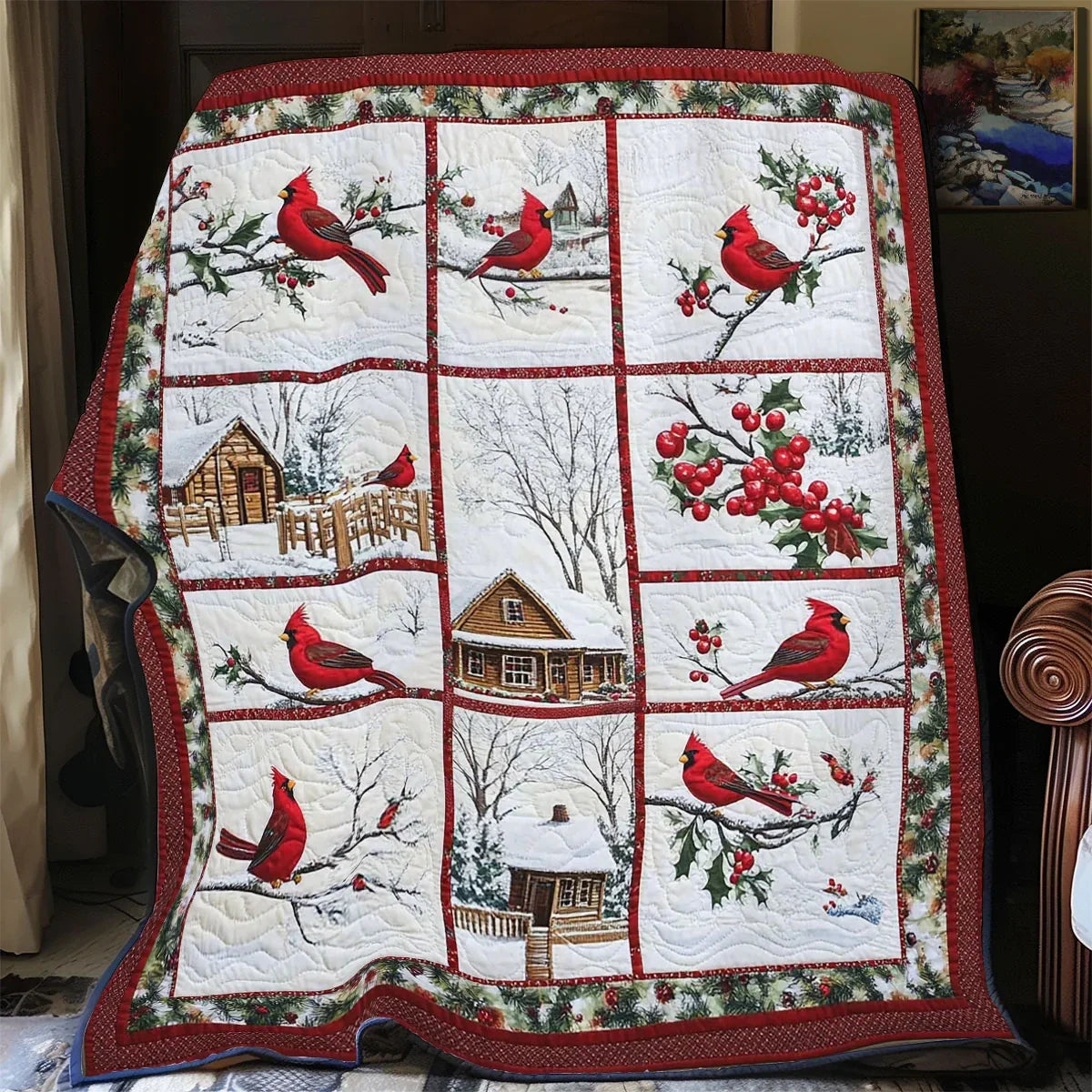 Holly Bird Quilt Blanket