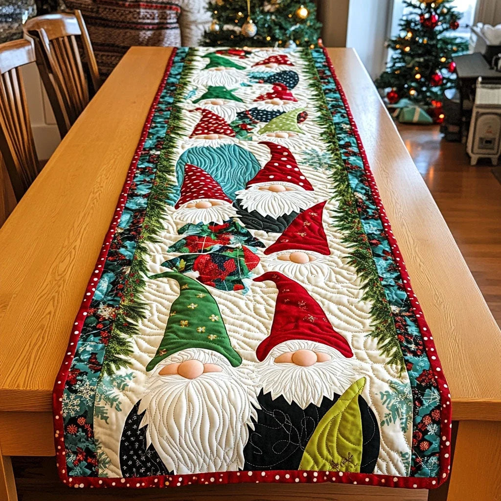Holly Jolly Elves Quilted Table Runner