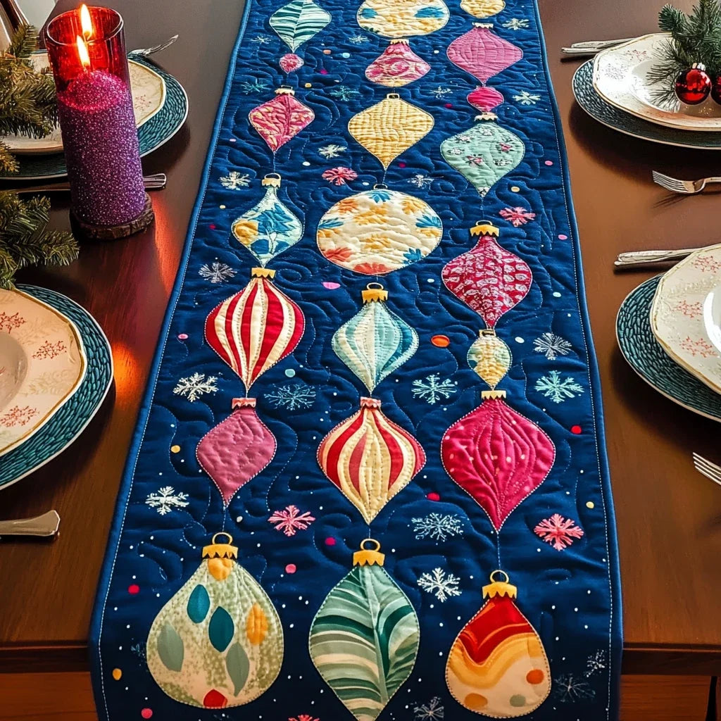 Holly Jolly Glow Quilted Table Runner