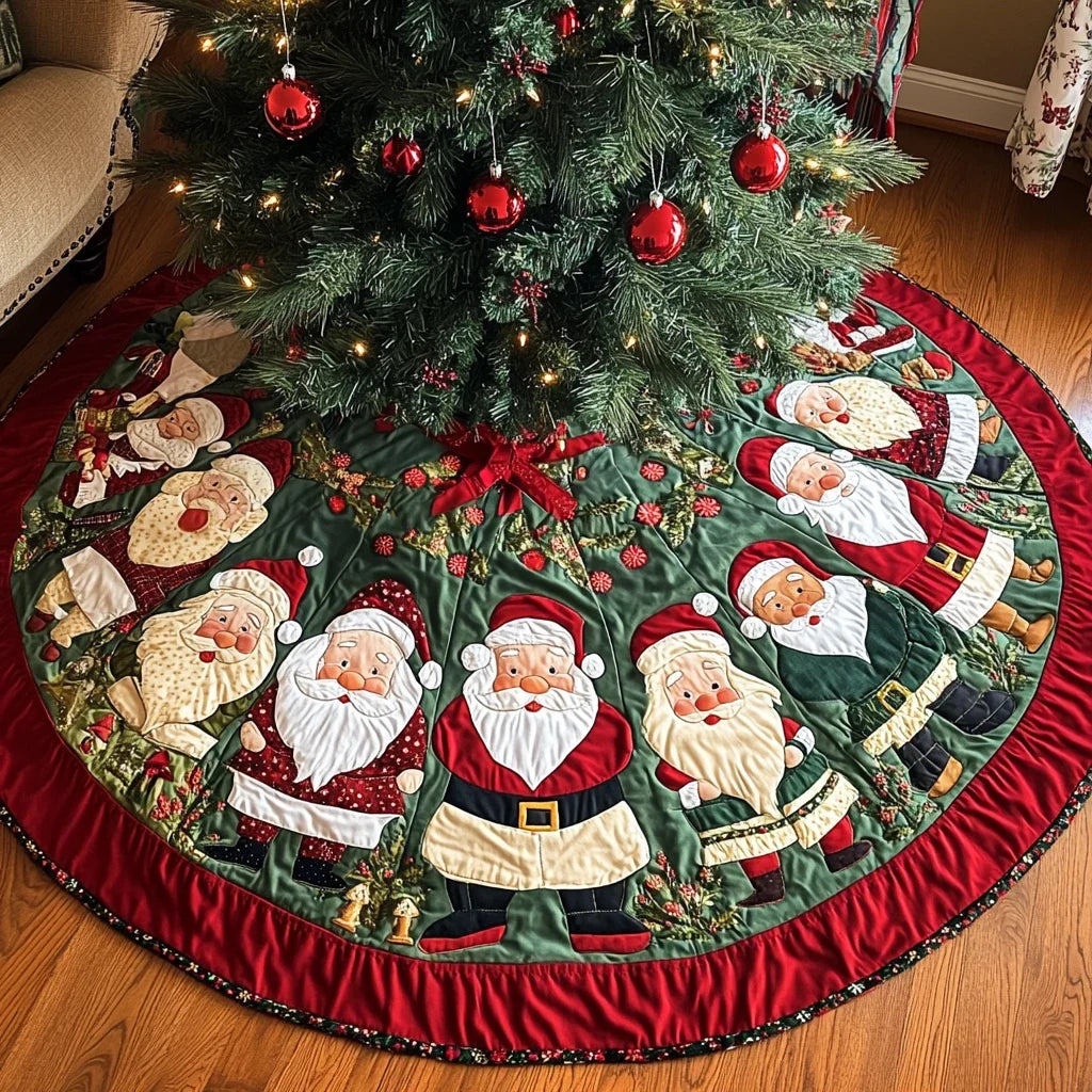 Holly Jolly Joy Christmas Quilted Tree Skirt