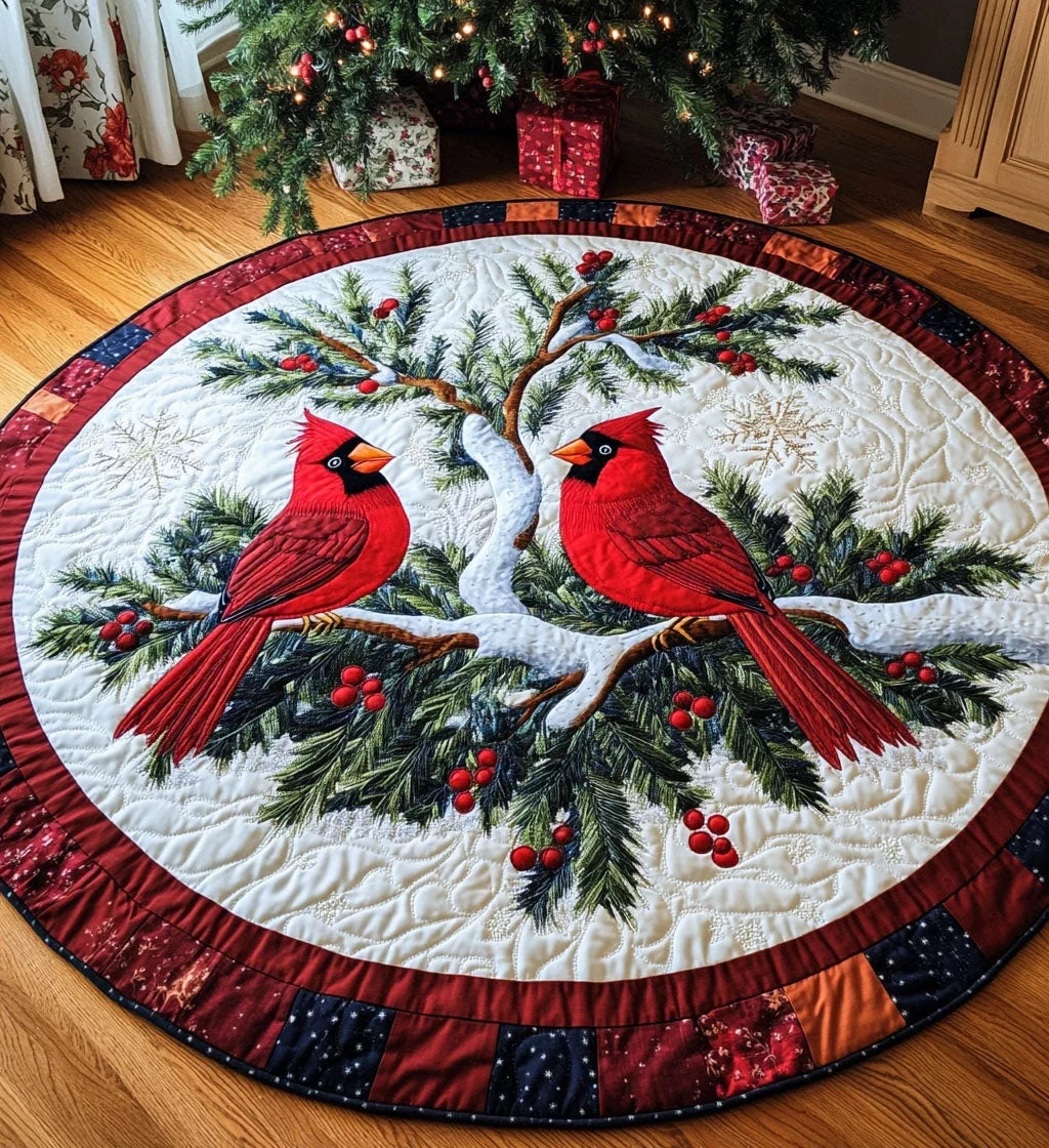 Holly Jolly Quilted Round Mat
