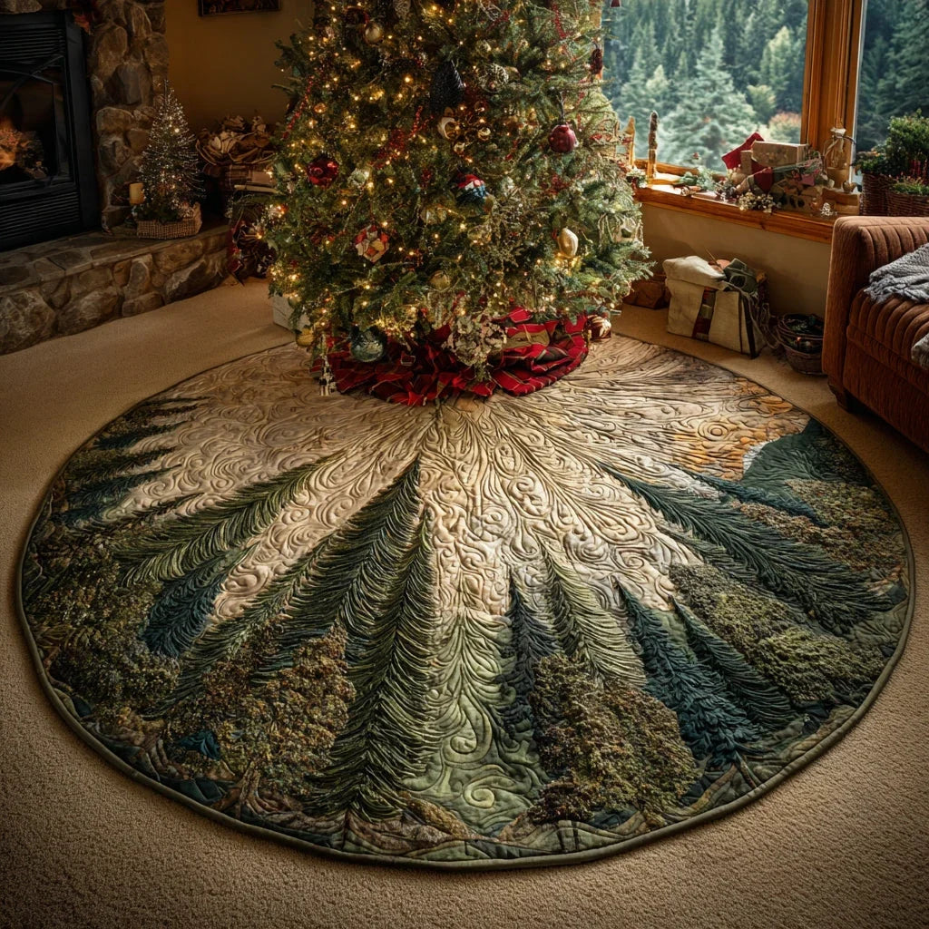 Holly Pine Wilderness Christmas Quilted Tree Skirt