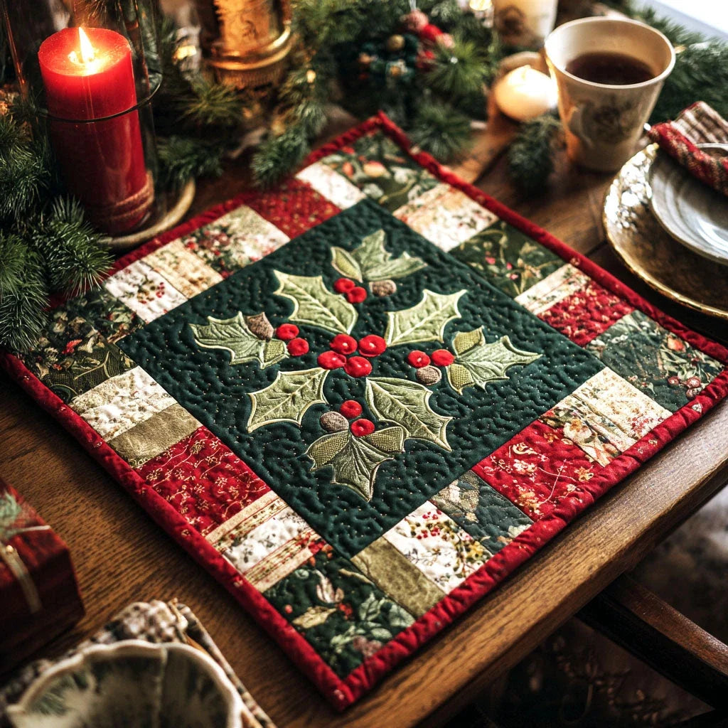 Holly Wreath Table Topper