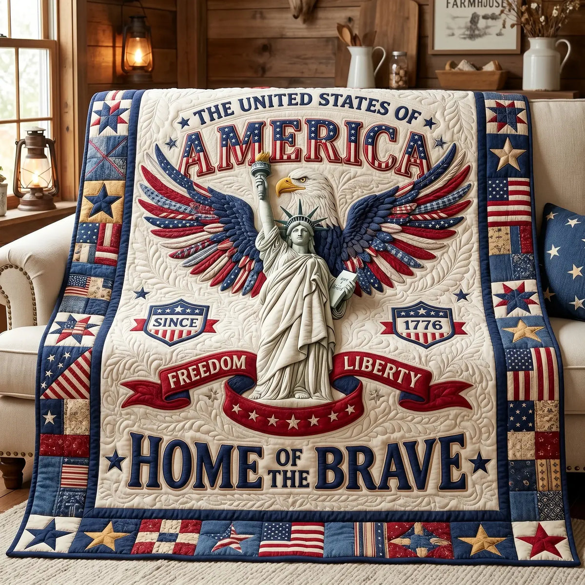 Home Of The Brave Quilt Blanket