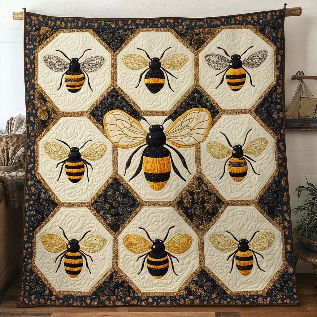 Honey Patch Bee Quilt Blanket