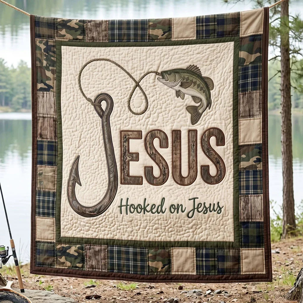 Hooked On Jesus Quilt Blanket