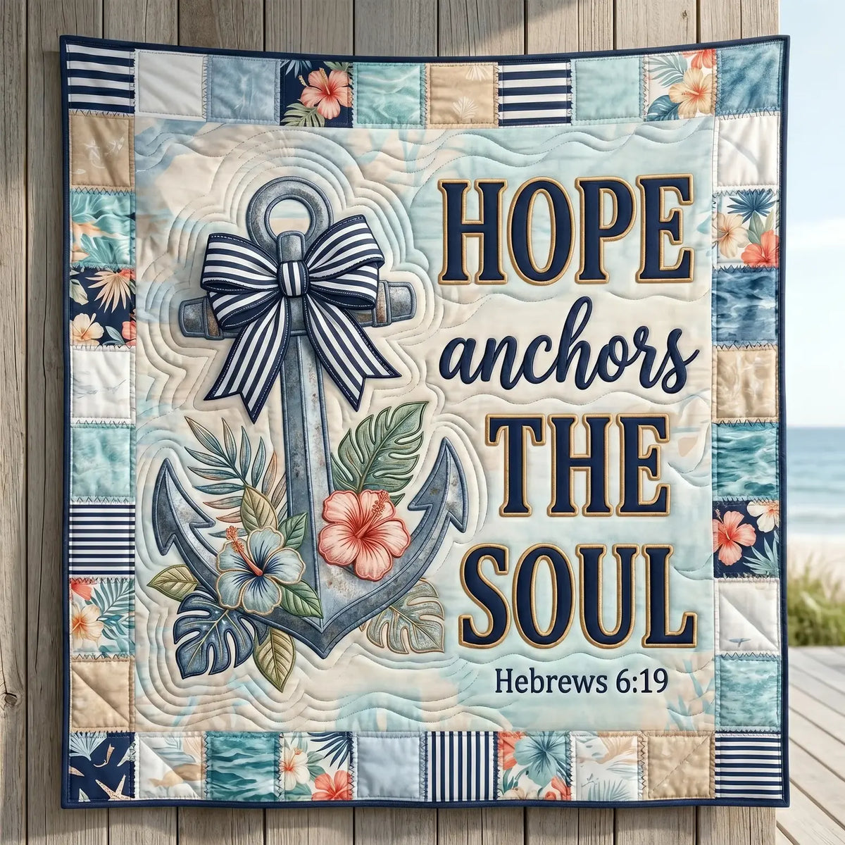 Hope Anchor The Soul Quilt Blanket