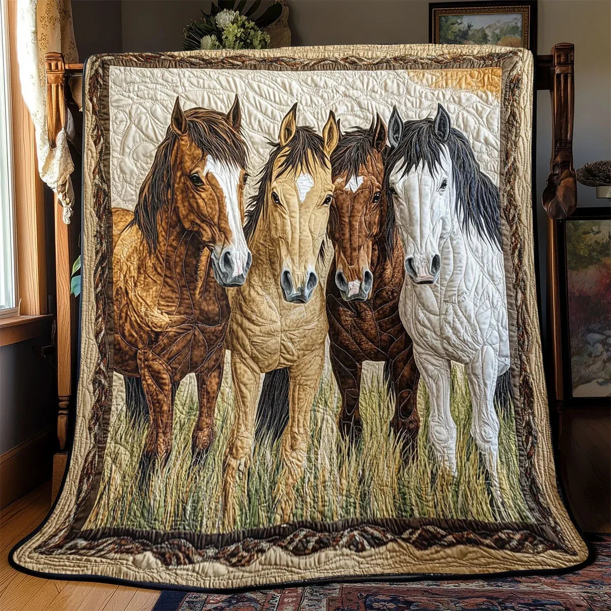 Horse Gaze Quilt Blanket