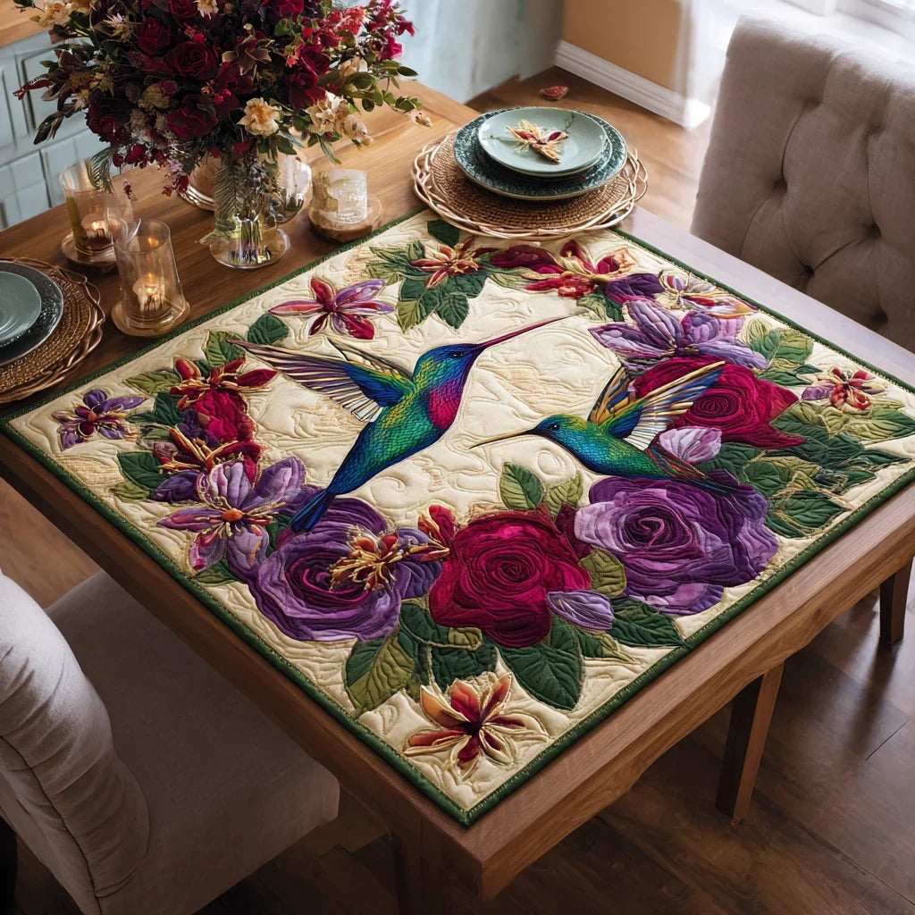 Hummingbird Garden Quilted Table Topper