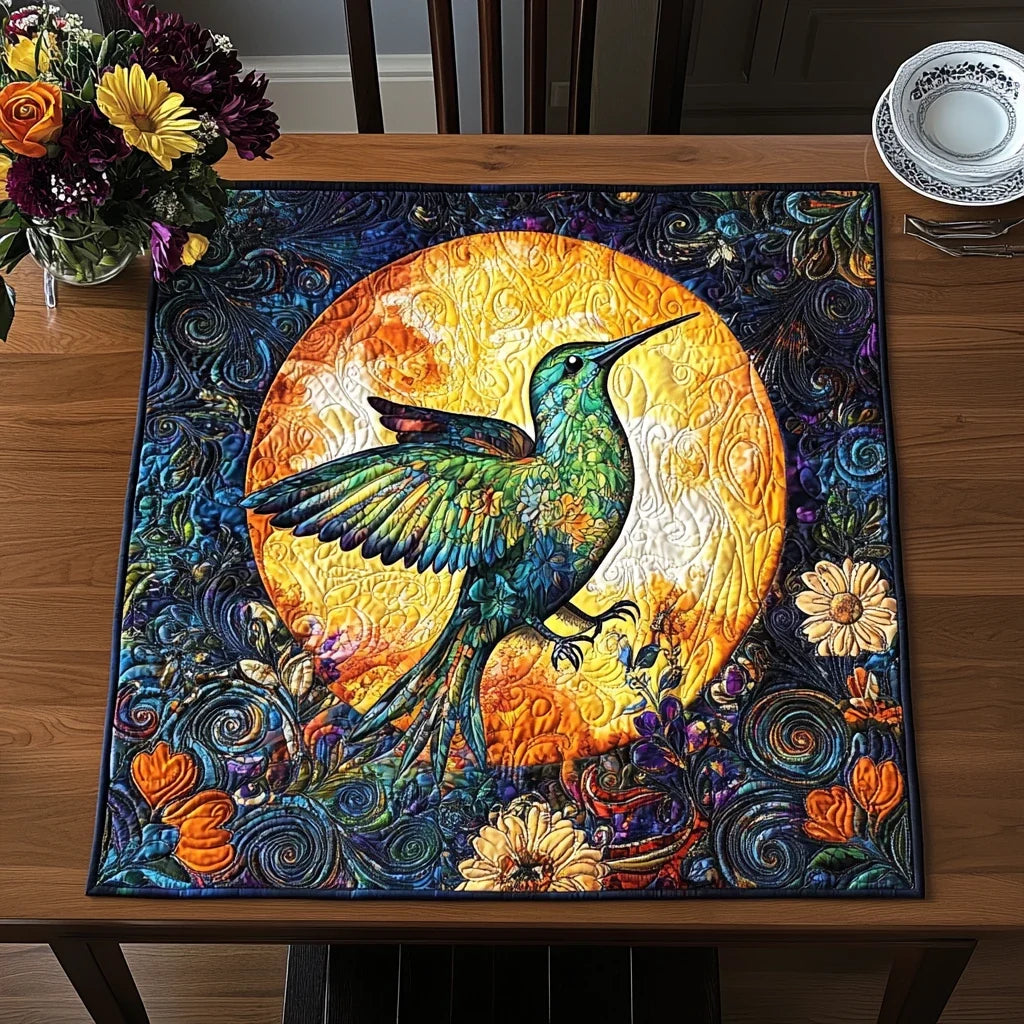 Hummingbird Grace Quilted Table Topper