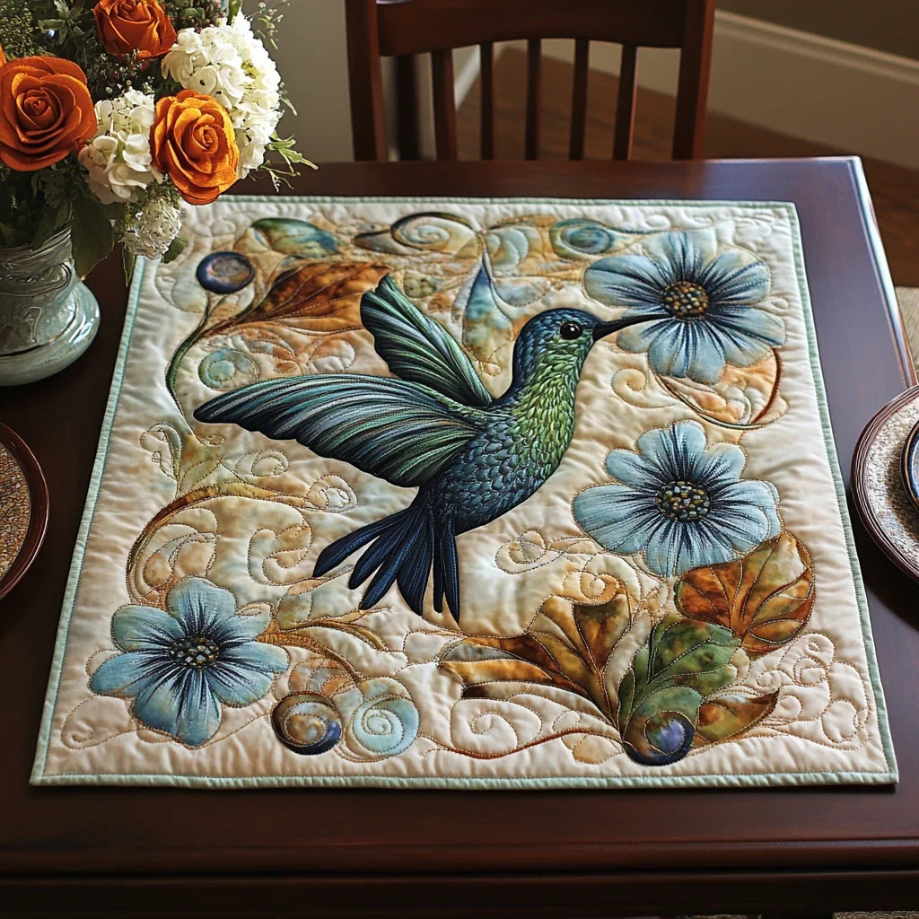 Hummingbird Whirl Quilted Table Topper