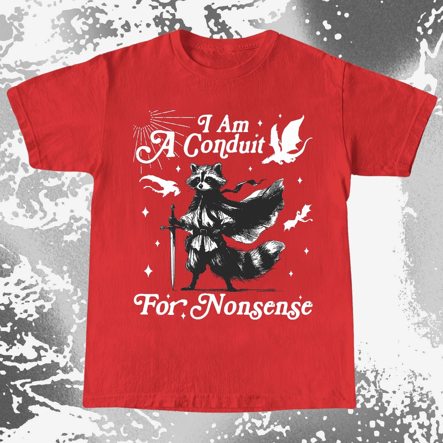 I Am A Conduit For Nonsense Raccoon Wizard Shirt, funny meme tee gift (view 8)