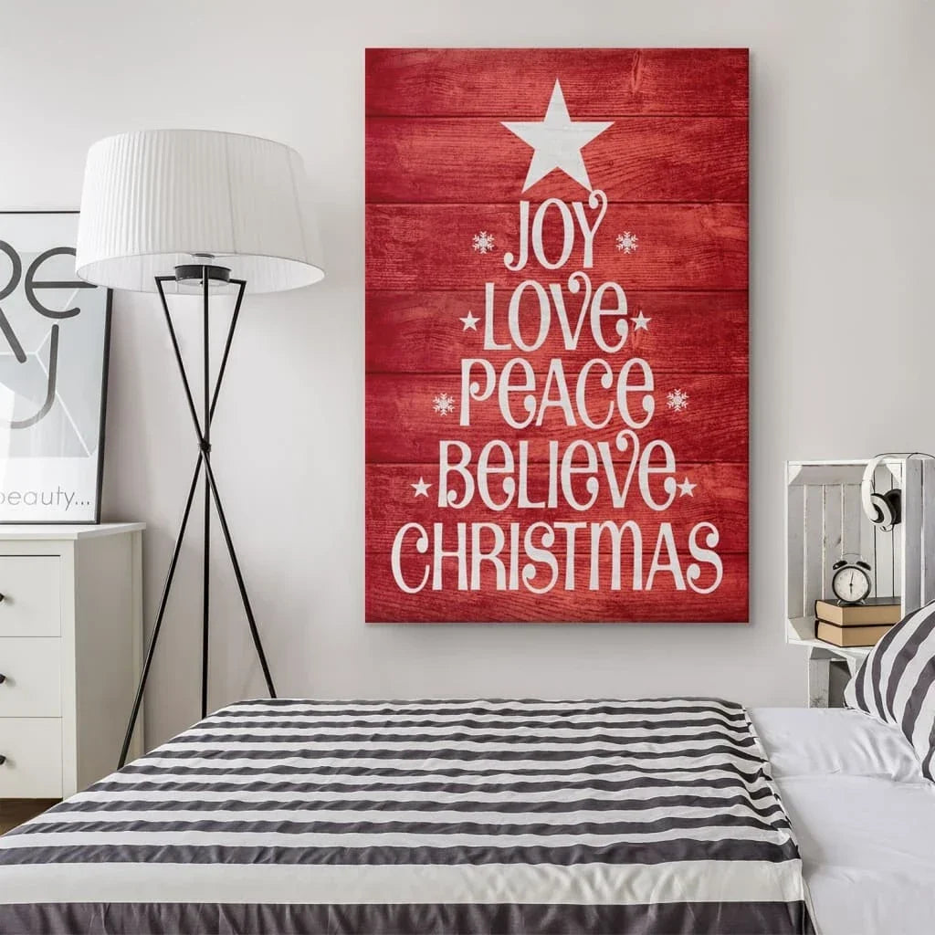 joy love peace believe christmas wall art canvas christian christmas gifts (view 4)