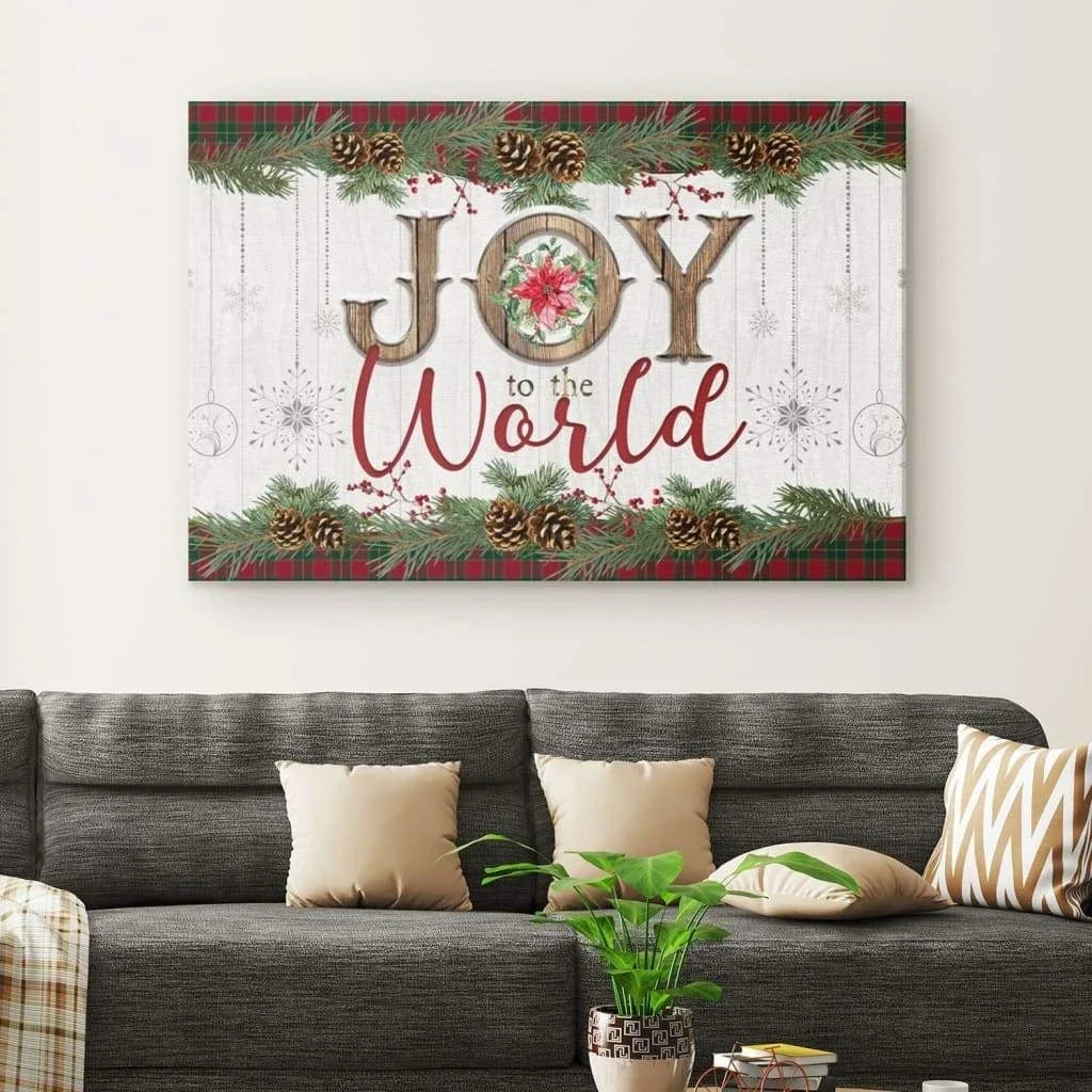 christmas wall art joy to the world canvas print (Landscape) (view 4)