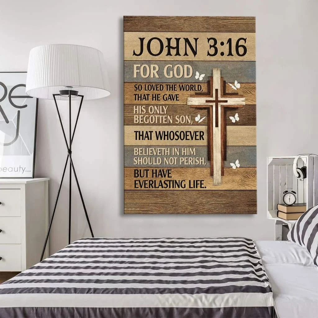 for god so loved the world john 3 16 christian wall art canvas (view 5)