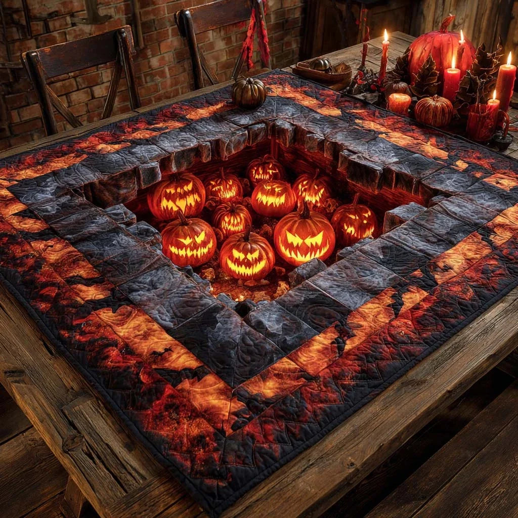 Inferno Pumpkin Pit Quilted Table Topper
