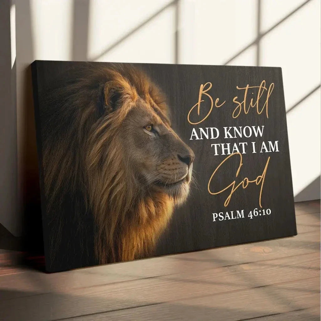 be still and know that i am god lion of judah christian wall art canvas print (Landscape) (view 6)