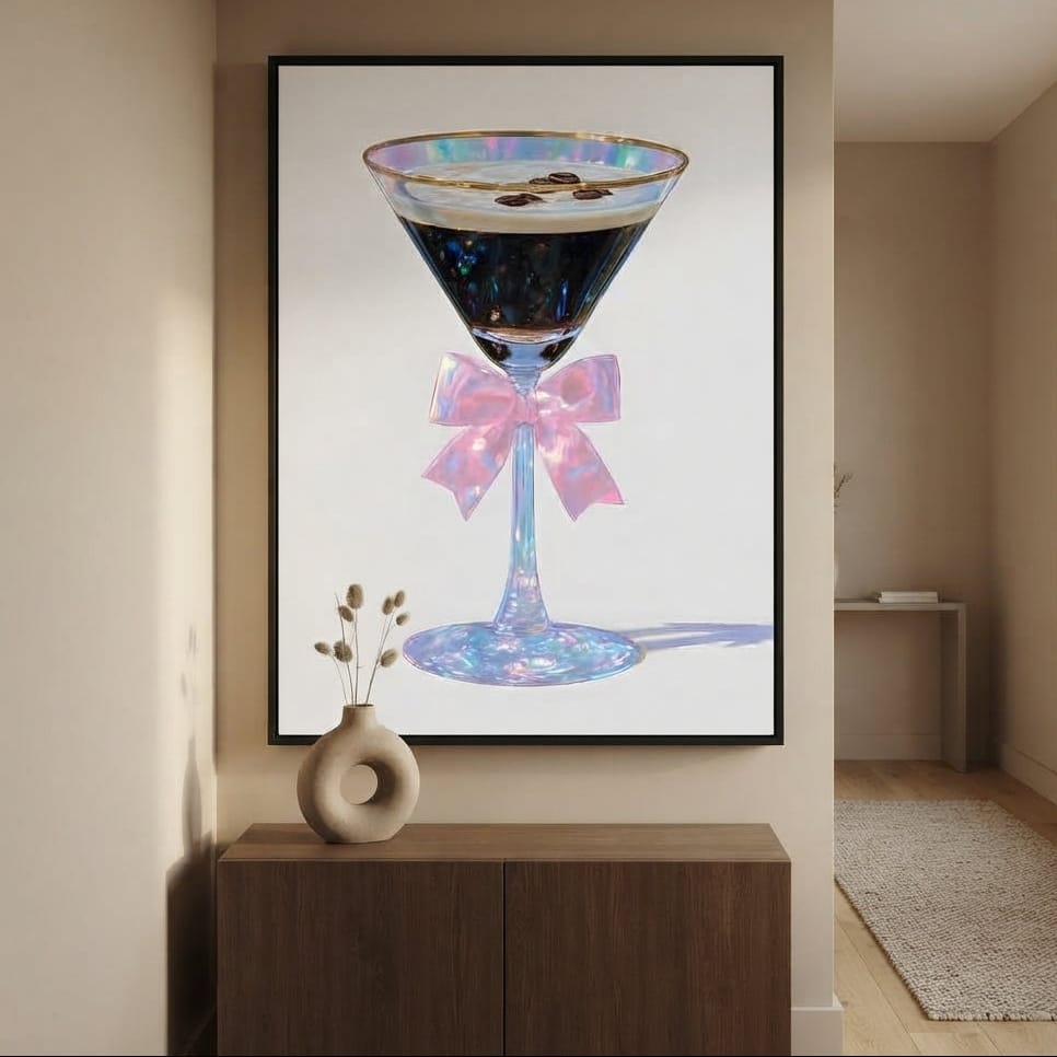 Iridescent Espresso Martini Bow Canvas Wall Art