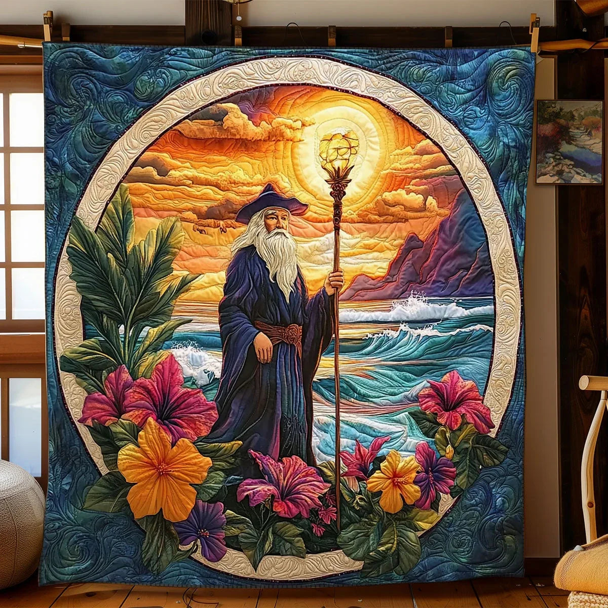 Island Sorcerer Sunset Quilt Blanket