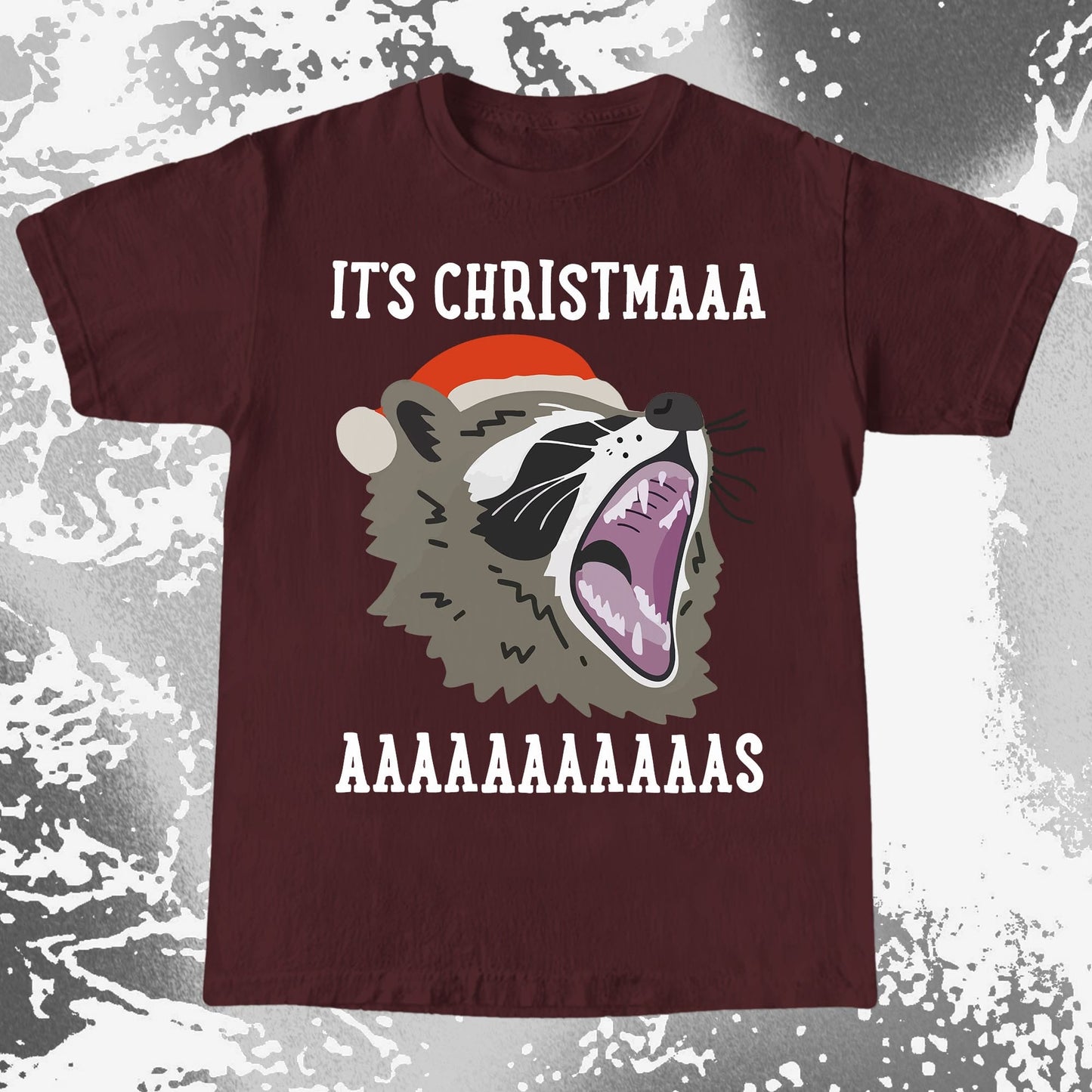 Raccoon Christmas Scream, funny meme tee gift (view 8)